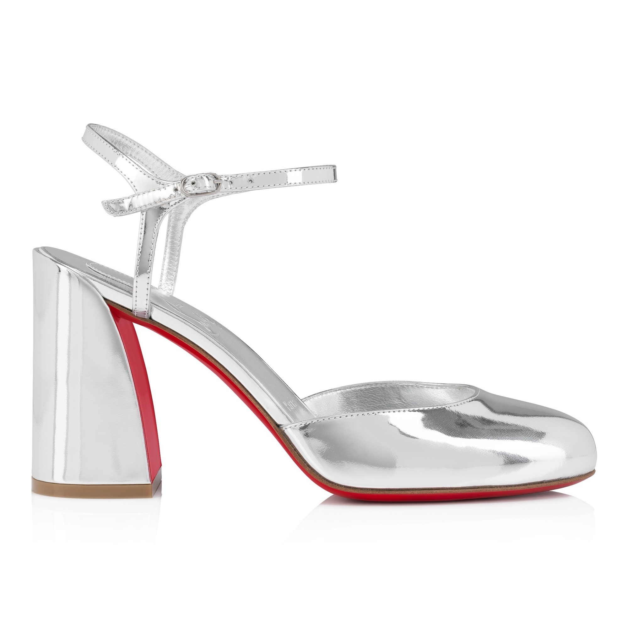 Shop Christian Louboutin Round-headed High-heeled Sandals In White