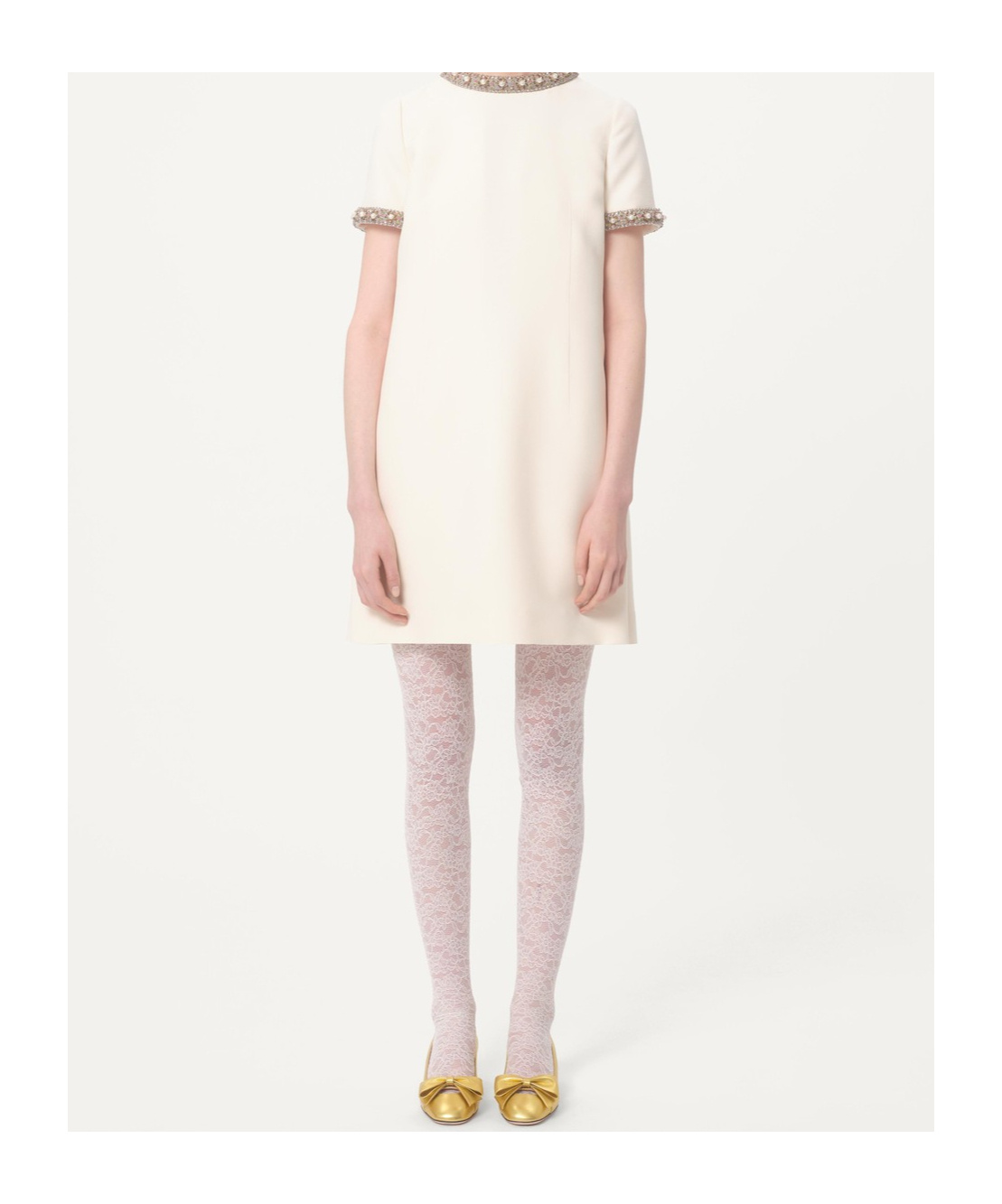 Valentino Short Sleeve Dress In White