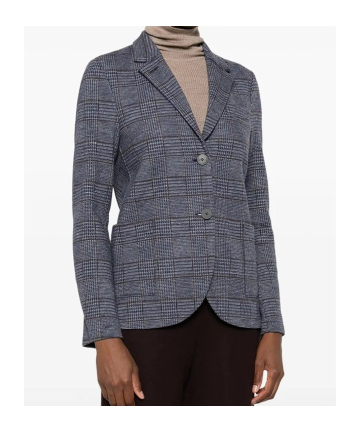 Harris Wharf London Button Check Blazer In Gray