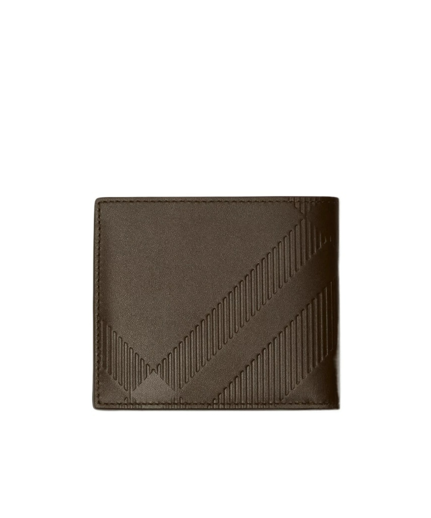 Burberry Check Folding Card Case In Brown