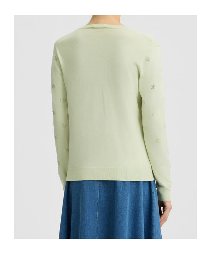 Liu •jo Top With Logo And Gemstones In Green