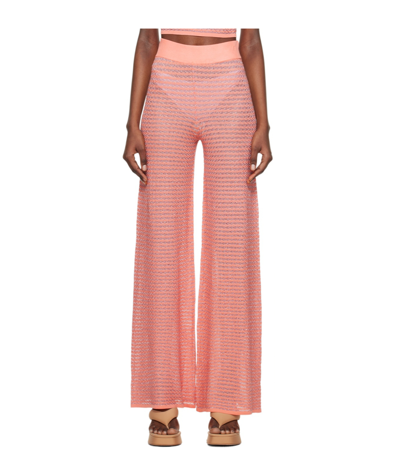 Remain Birger Christensen Orange Striped Lounge Pants In Pink