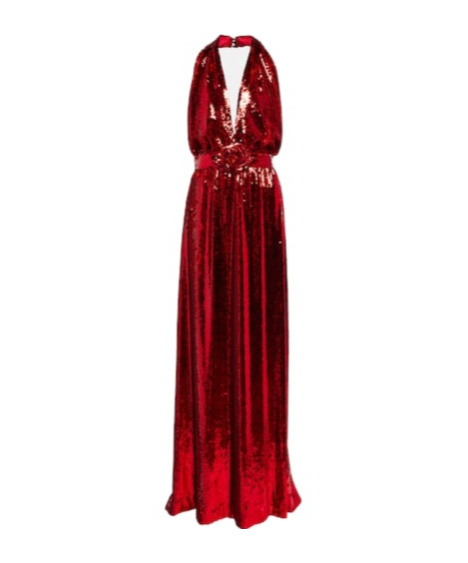 Rodarte Halterneck Sequined Corsage Gown In Brown