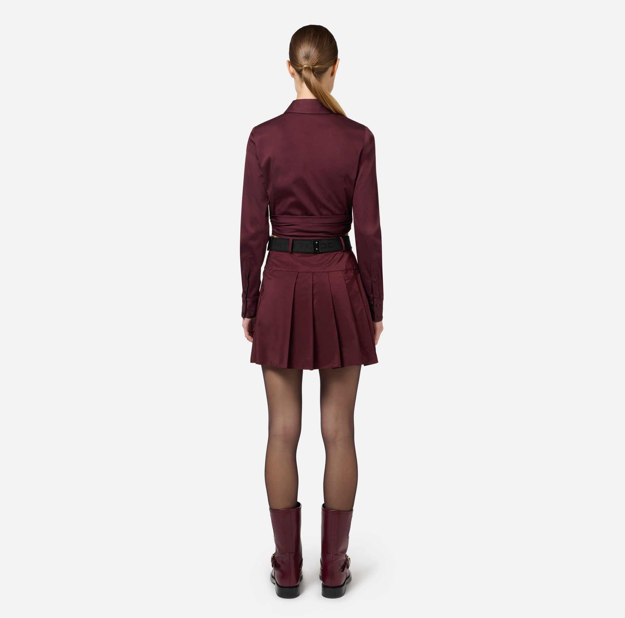 ELISABETTA FRANCHI WIDE PLEATED AND RUFFLED MINISKIRT 