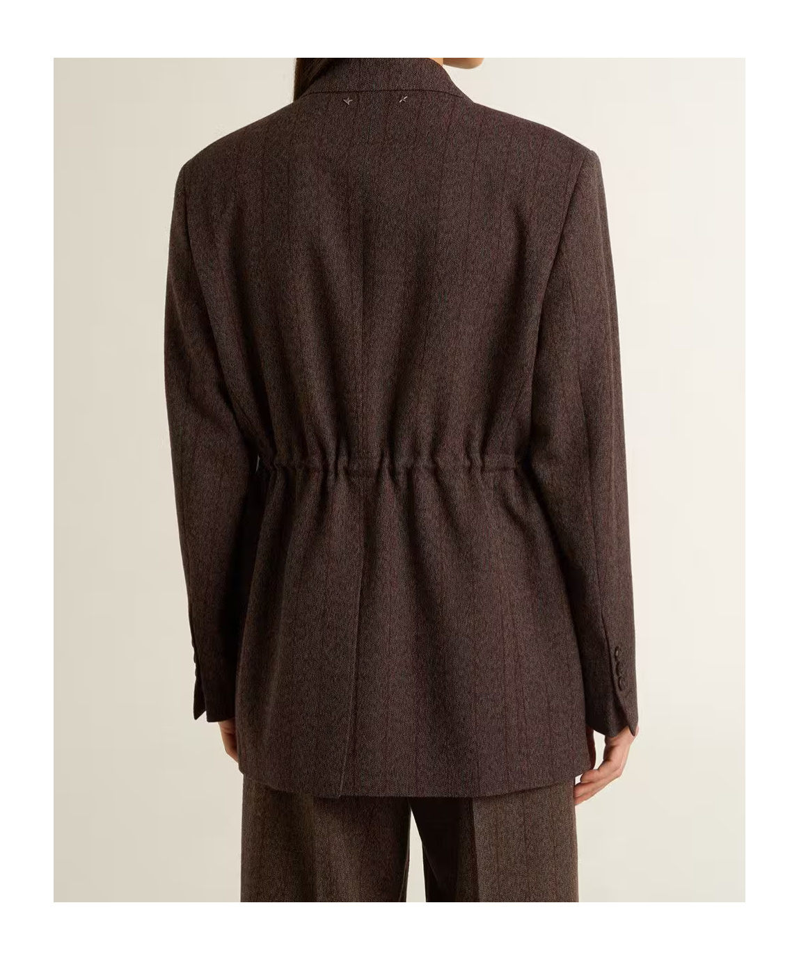 Golden Goose Pinstripe Double-breasted Blazer With Butterfly Embellishment In Brown