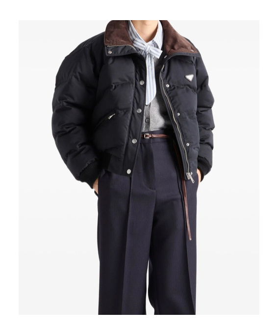 Prada Long-sleeved Down Jacket In Black