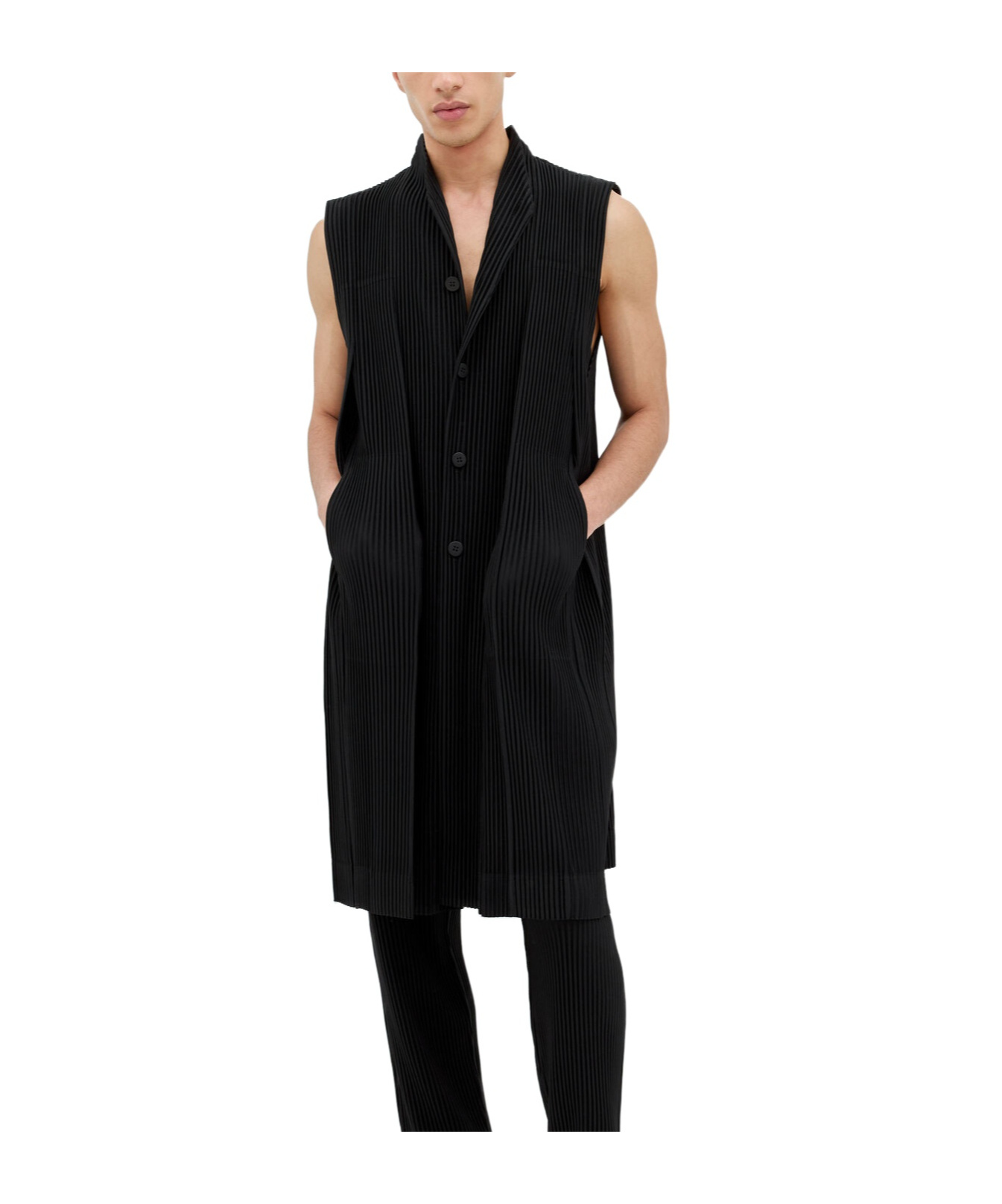 Issey Miyake Pleated Vest In Black