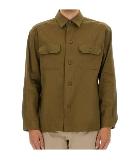 Hugo Boss Boss Stretch Linen And Viscose Shirt In Green