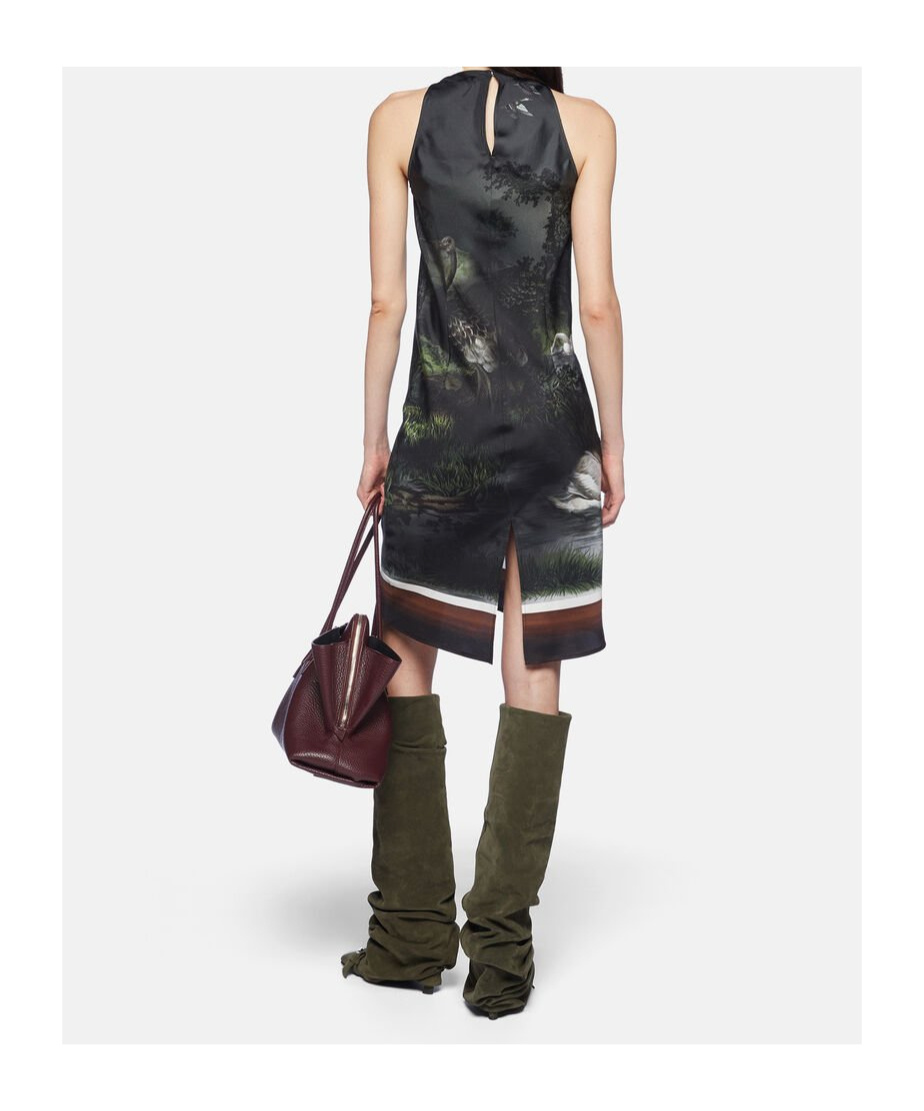 Attico Night Landscape Smoke Print Halter Dress In Black