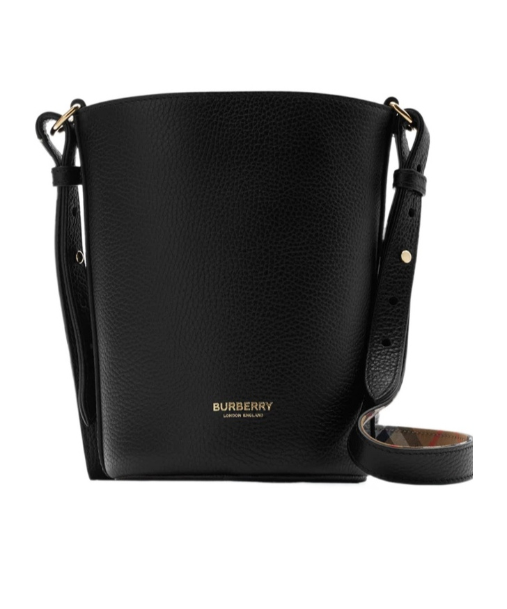 Burberry Medium Bucket Shoulder Bag In Black