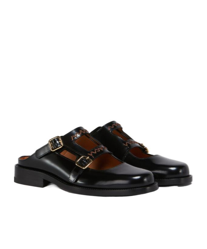 Marni Bambi 3.0 Moccasin Sabot Made Of Brushed Calfskin In Black