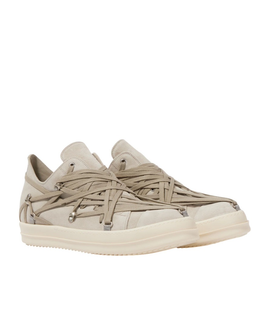 Rick Owens Megalace Sneakers In Suede In Nude