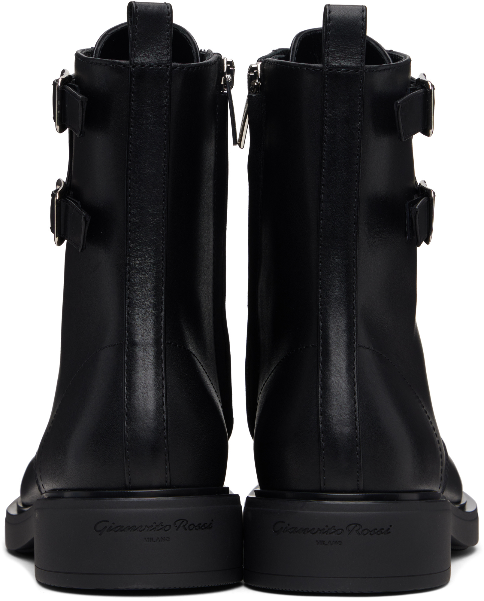 Gianvito Rossi Ripley Leather Combat Boots In Black