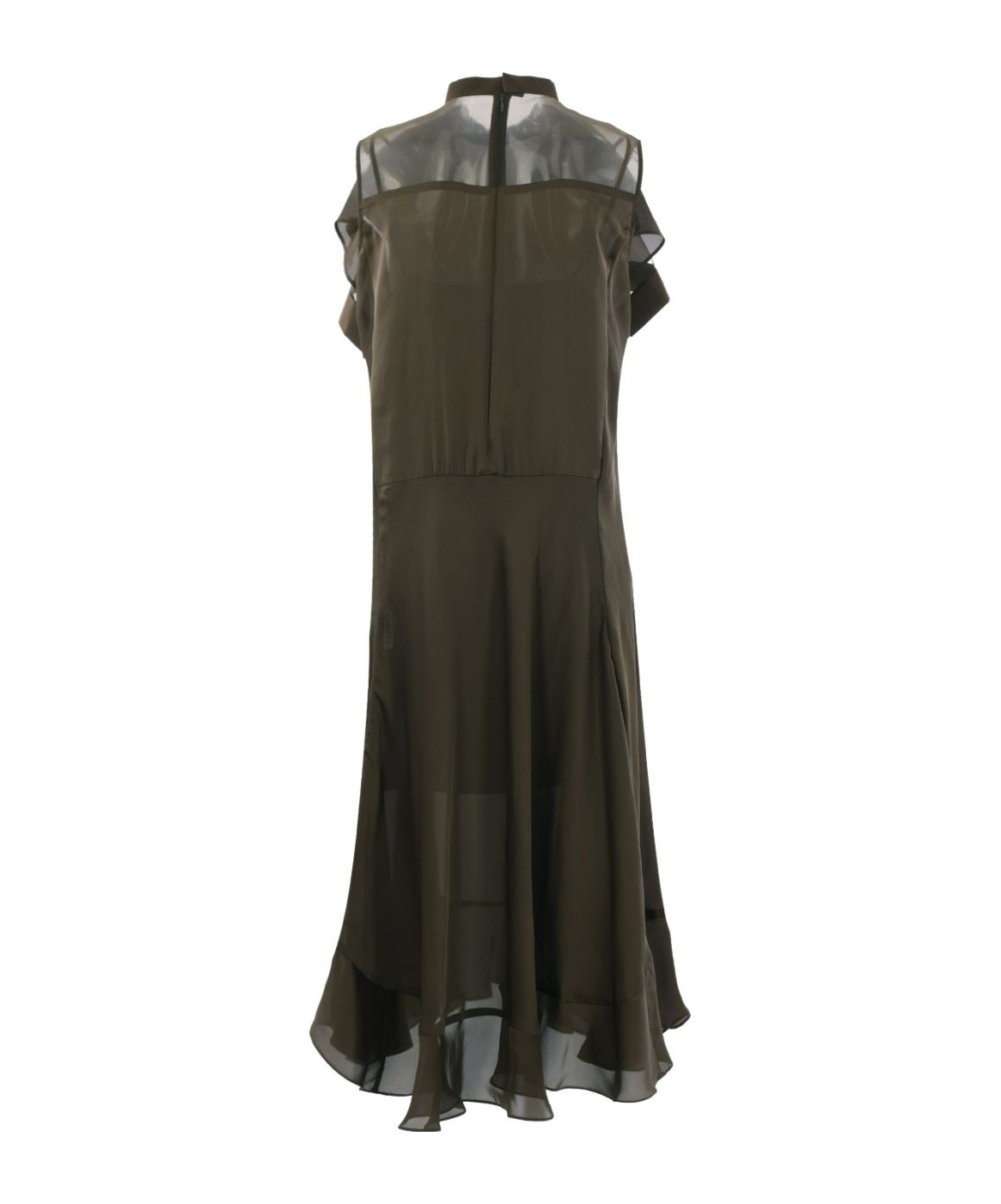 Sacai Sleeveless Chiffon Dress In Black