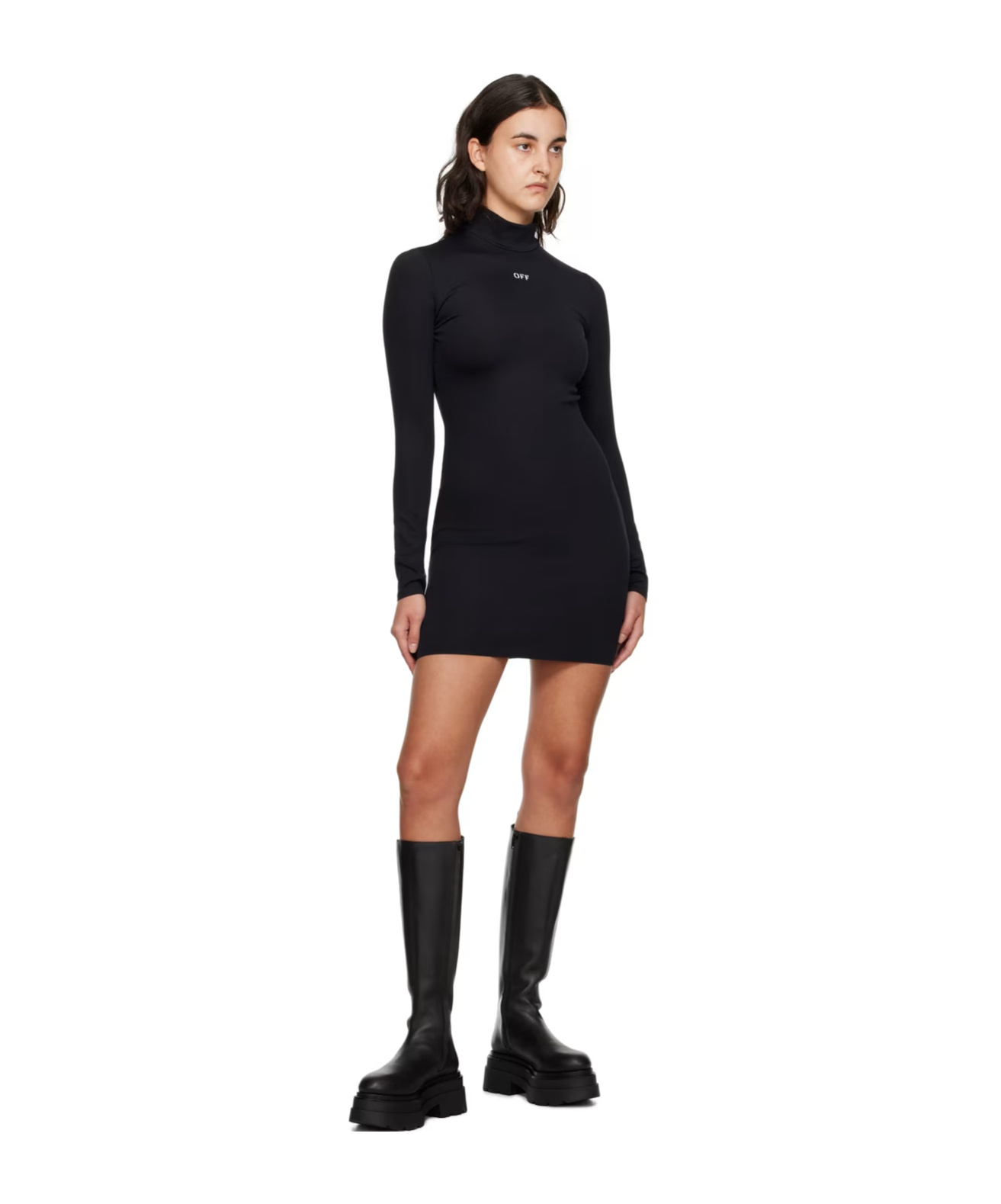 Off-white Dress In Black Viscose In Black