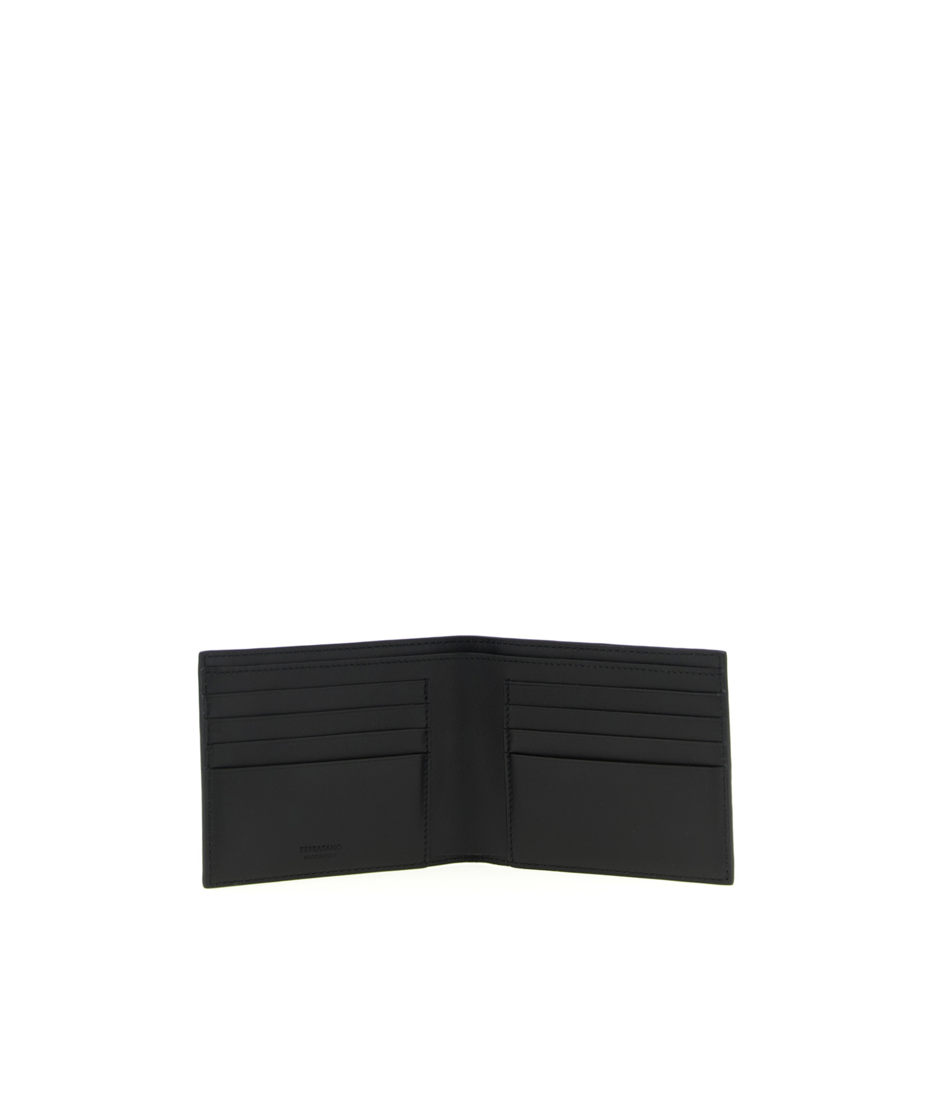 Ferragamo Revival Black Wallet With Gancini Buckle On The Front In Hammered Leather Man In Black