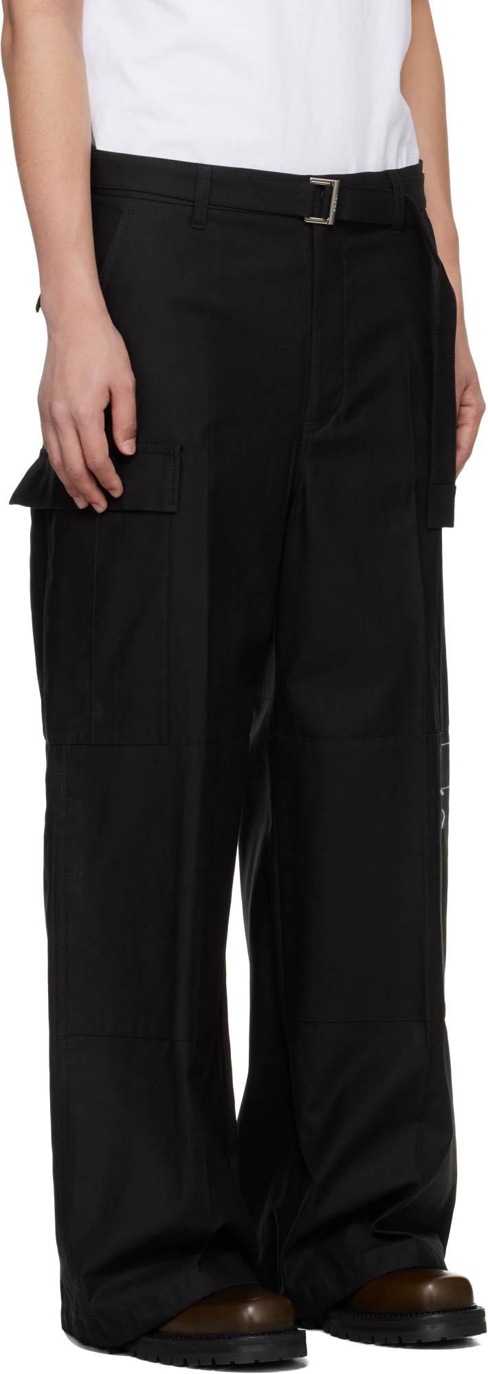 Sacai Black Wtaps Edition Cotton Back Satin Cargo Pants In Black