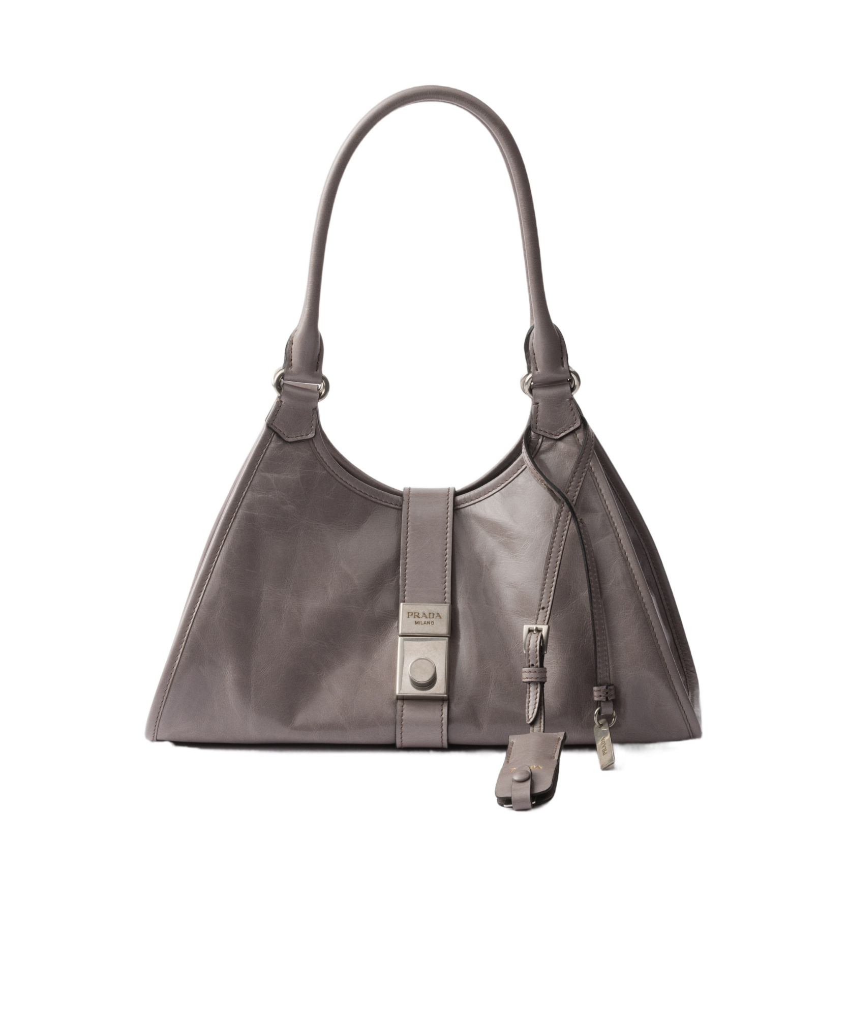 Prada Medium Leather Tote Bag In Blue-gray