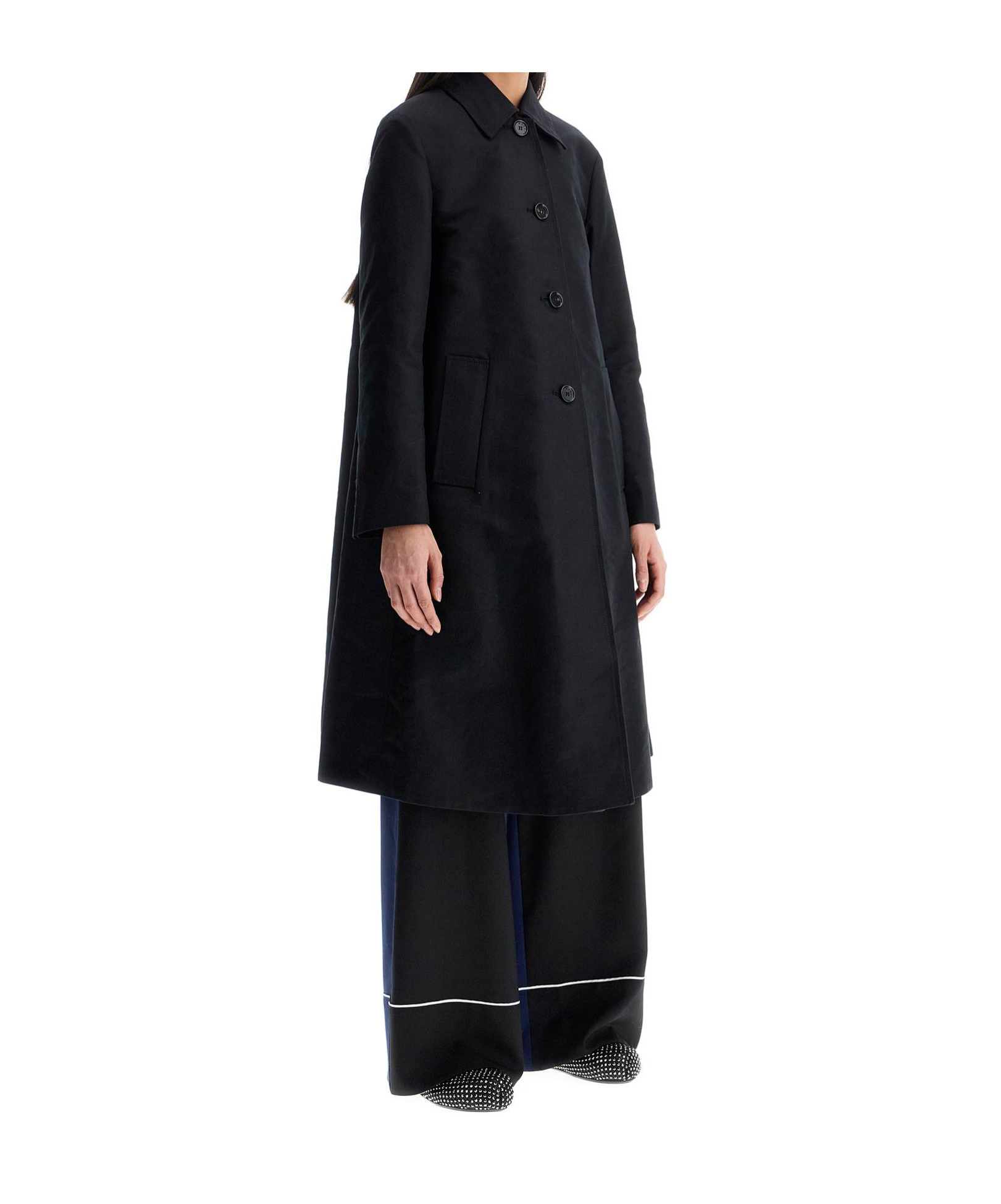 Marni Minimalist Black Cotton Raincoat For Women In Black
