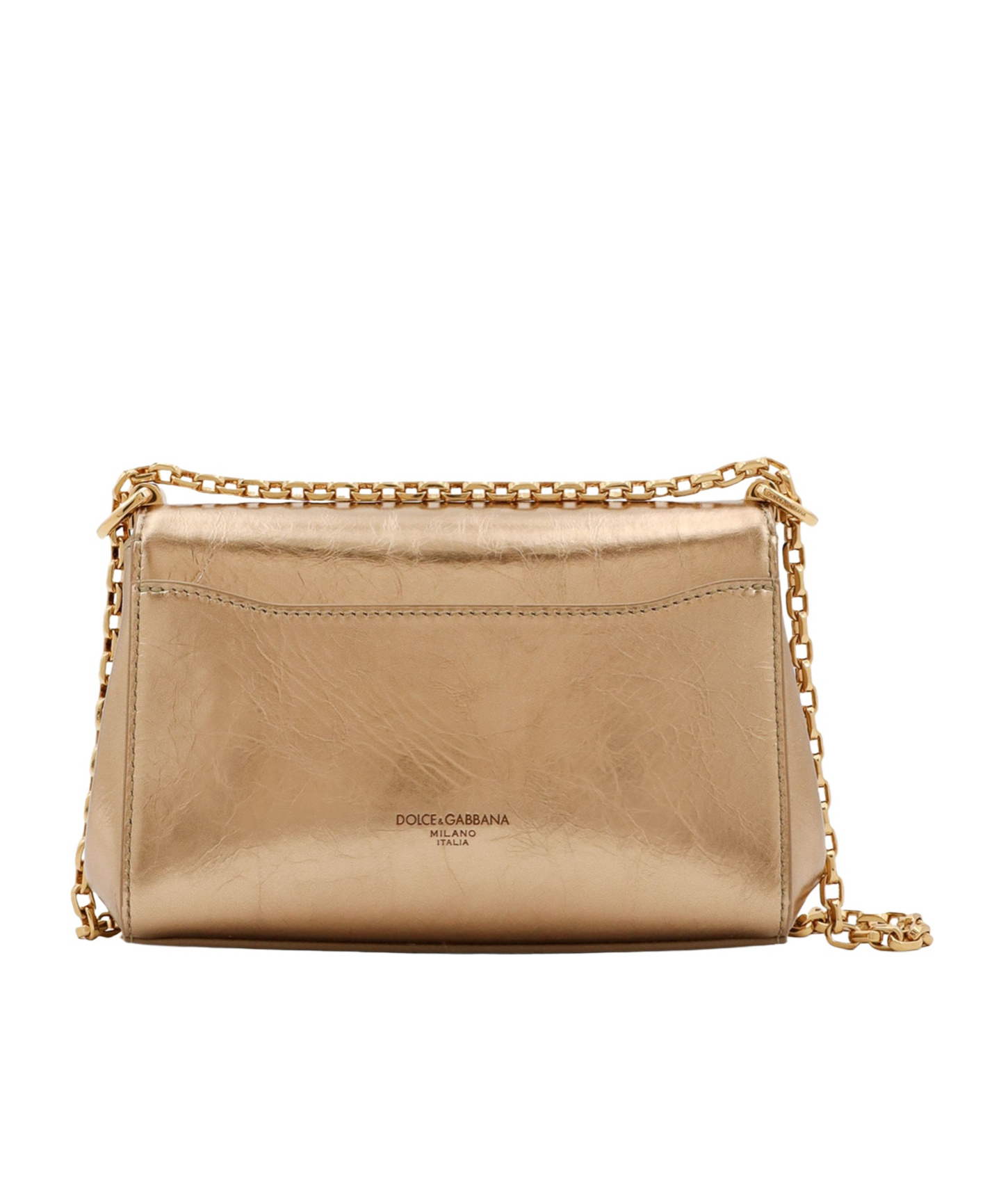 Dolce & Gabbana Marlene Crackled Leather Shoulder Bag In Nude