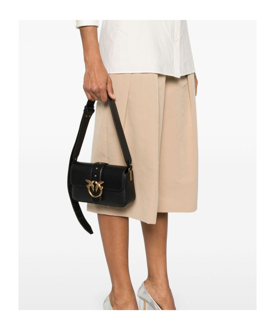 Shop Pinko Flip Shoulder Bag In Black