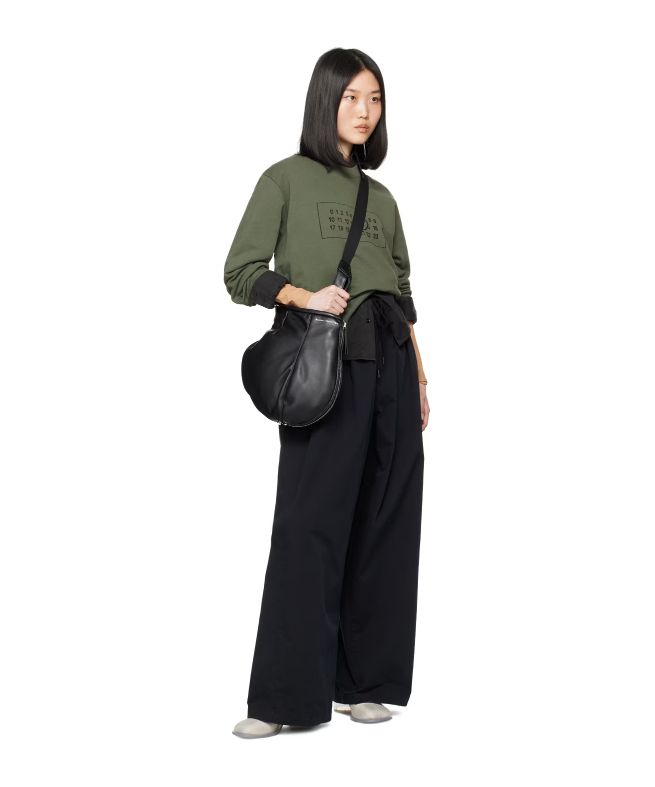 Mm6 Maison Margiela Gathered Wide-leg Trousers In Black