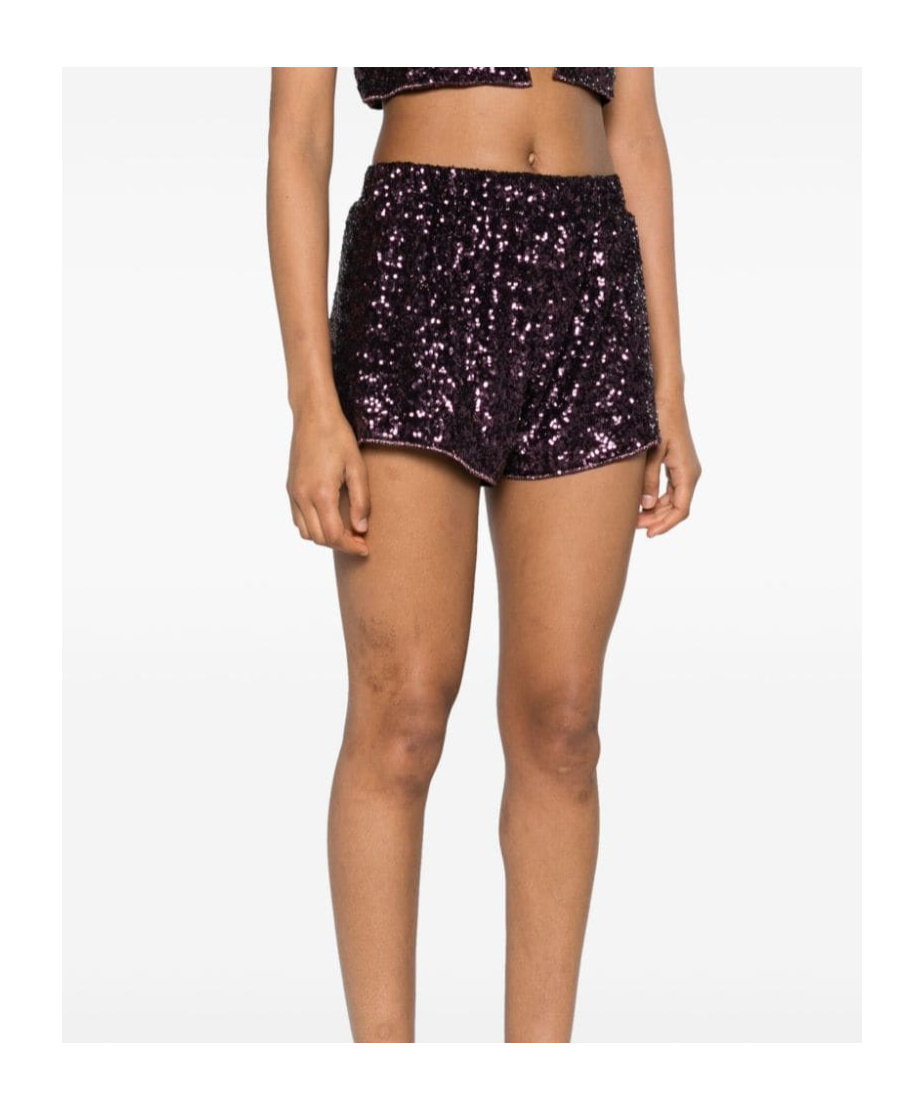 Shop Oseree Sequinned Short Shorts In Black