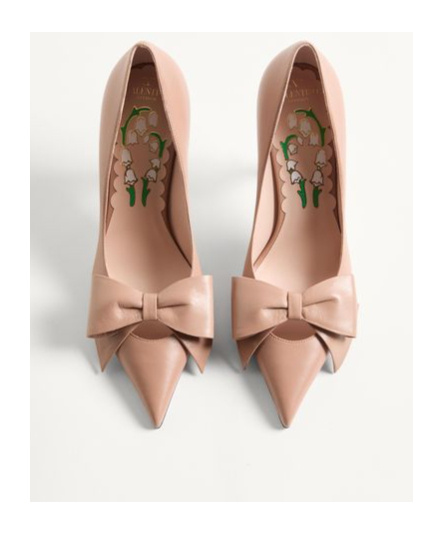 Valentino Garavani Bowow Pump In Kidskin 100mm Woman Rose Cannelle 41 In Animal Print