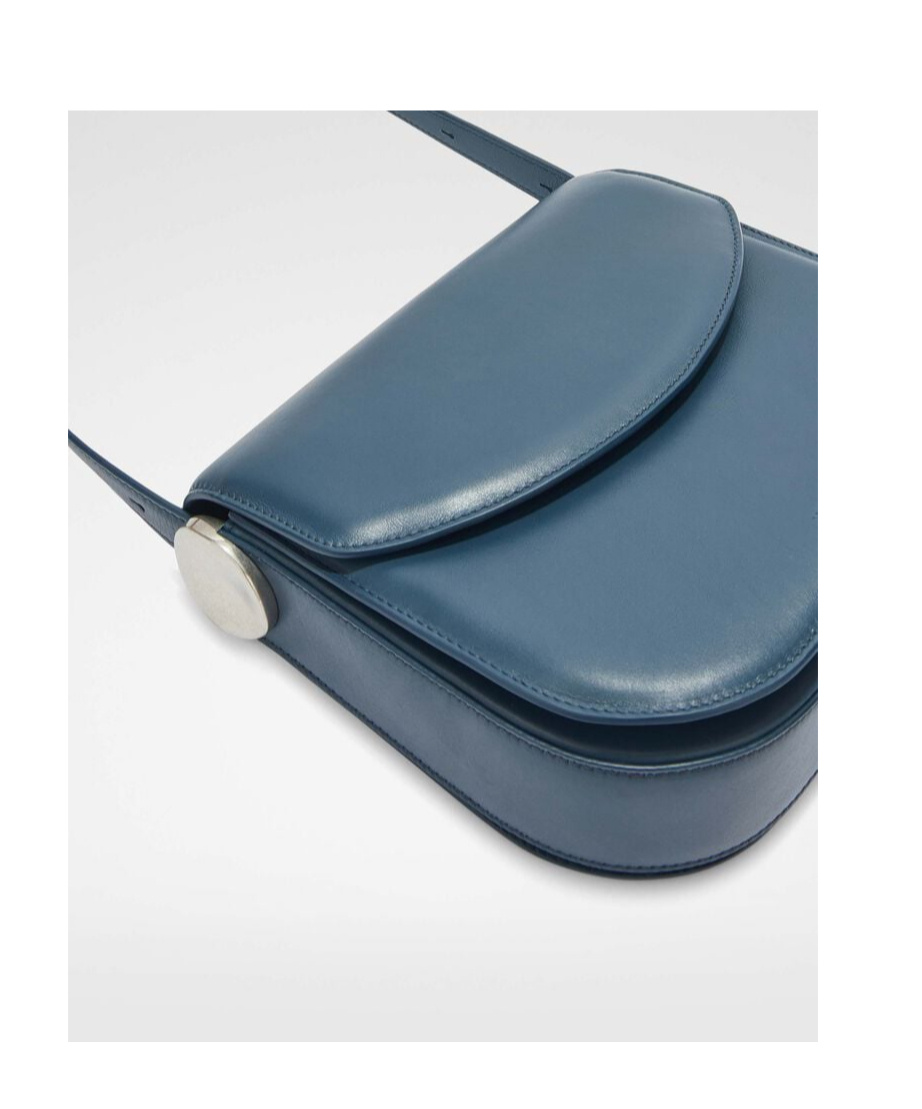 Jil Sander Coin Leather Crossbody Bag In Blue