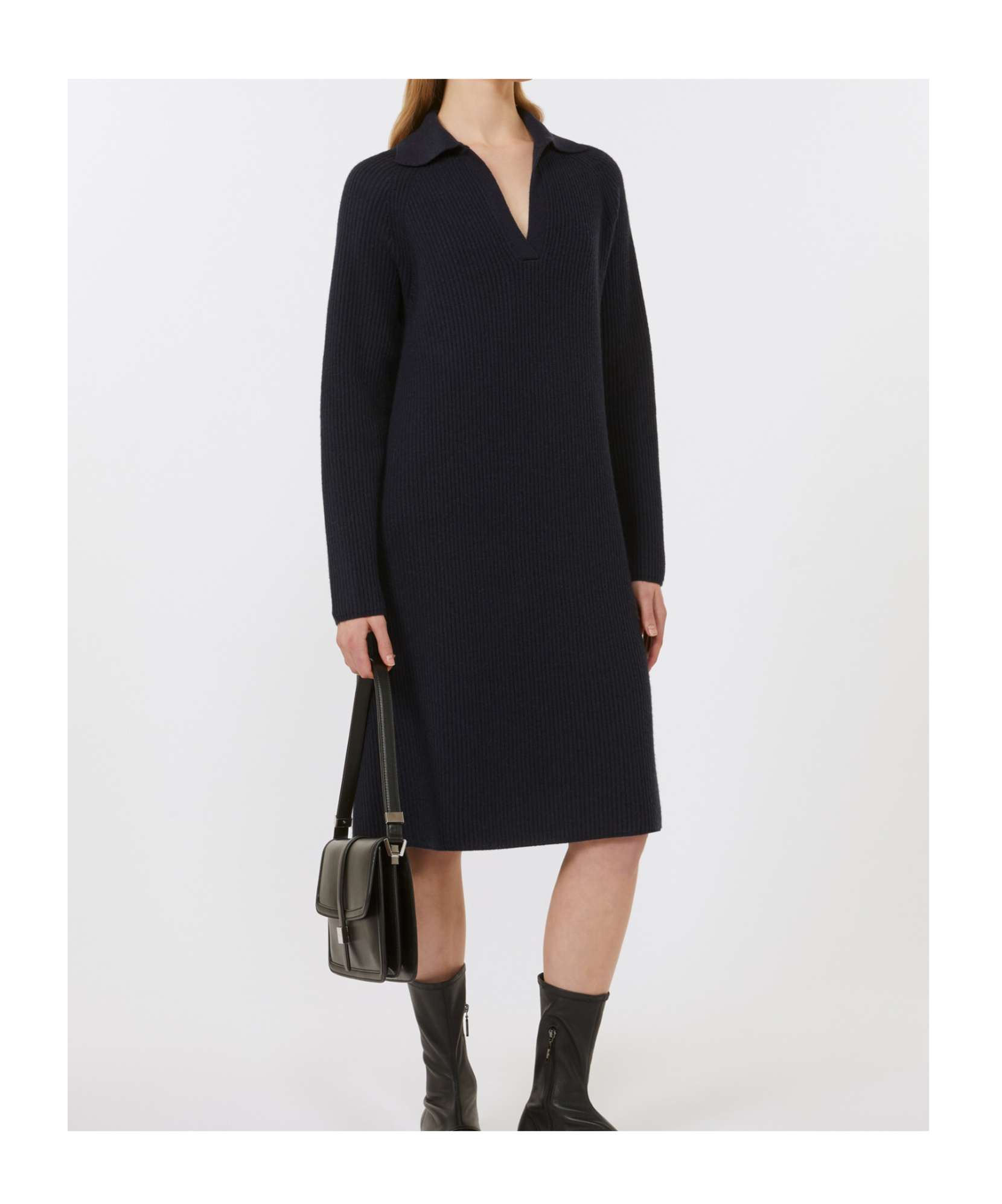 Max Mara Relaxed-fit Wool And Cashmere Dress In Blue