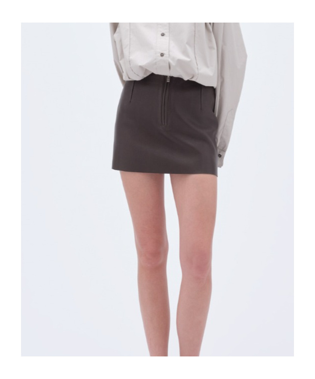 Remain Birger Christensen Leather Mini Skirt In Brown