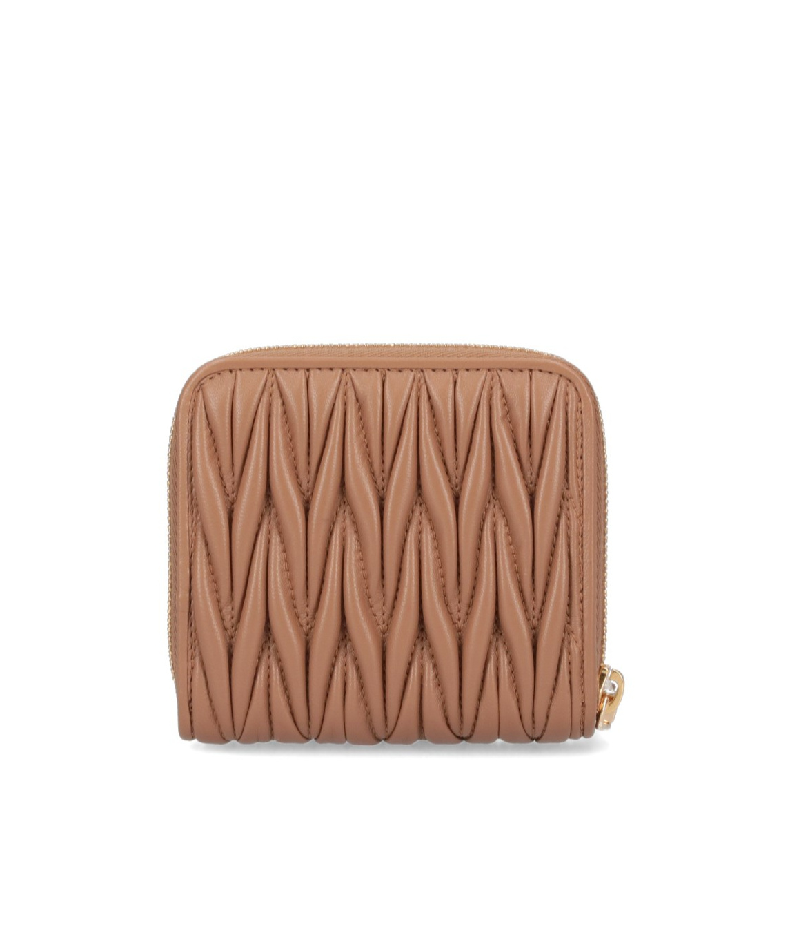Miu Miu Logo Plaque Zipped Around Wallet In Brown