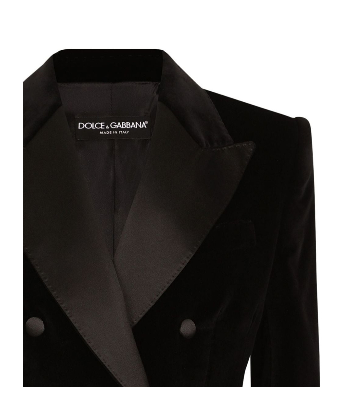 Dolce & Gabbana Cropped Cotton-blend Tuxedo Jacket In Black