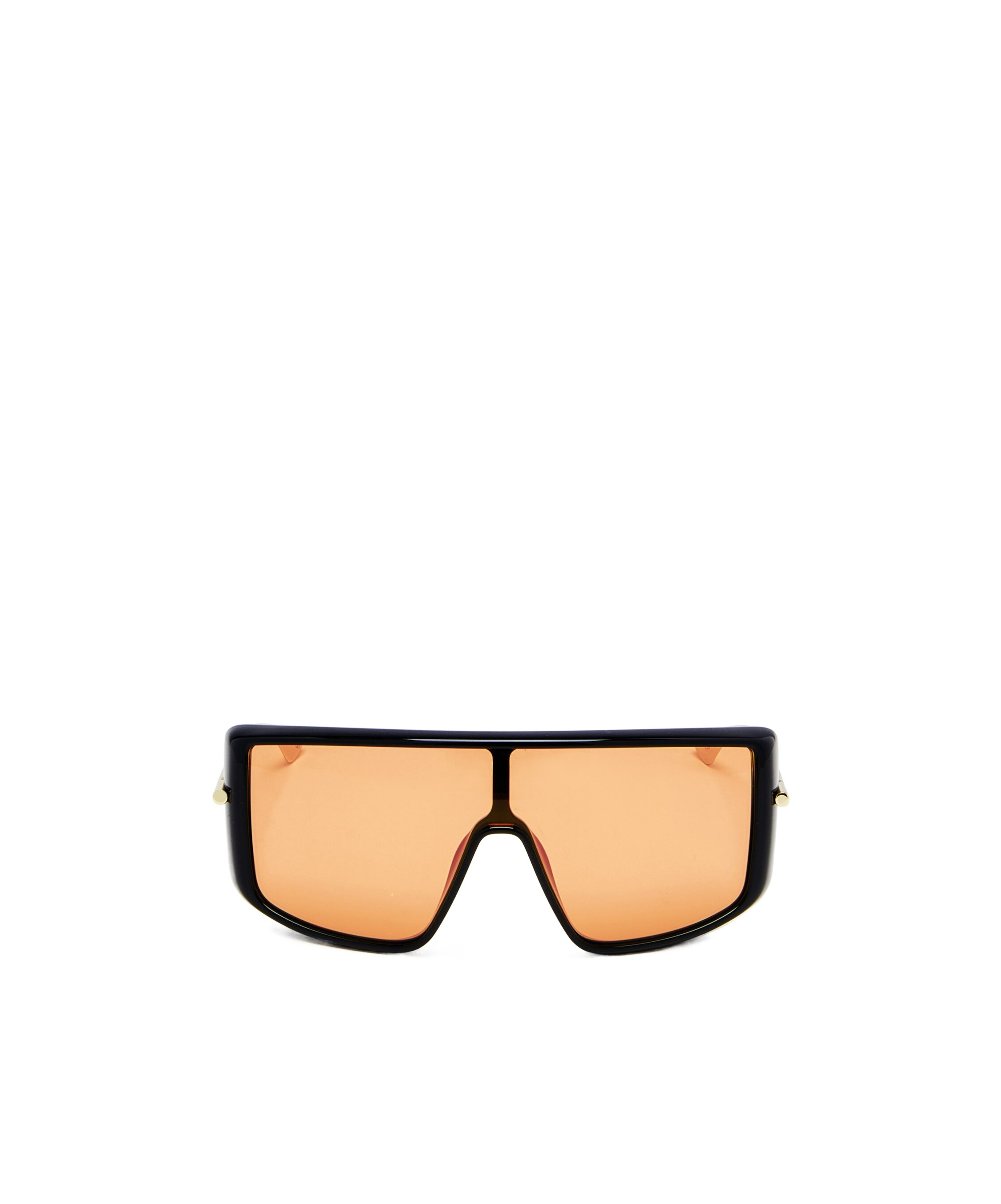 Alexander Mcqueen T-bar Visor Sunglasses In Black/orange In Brown
