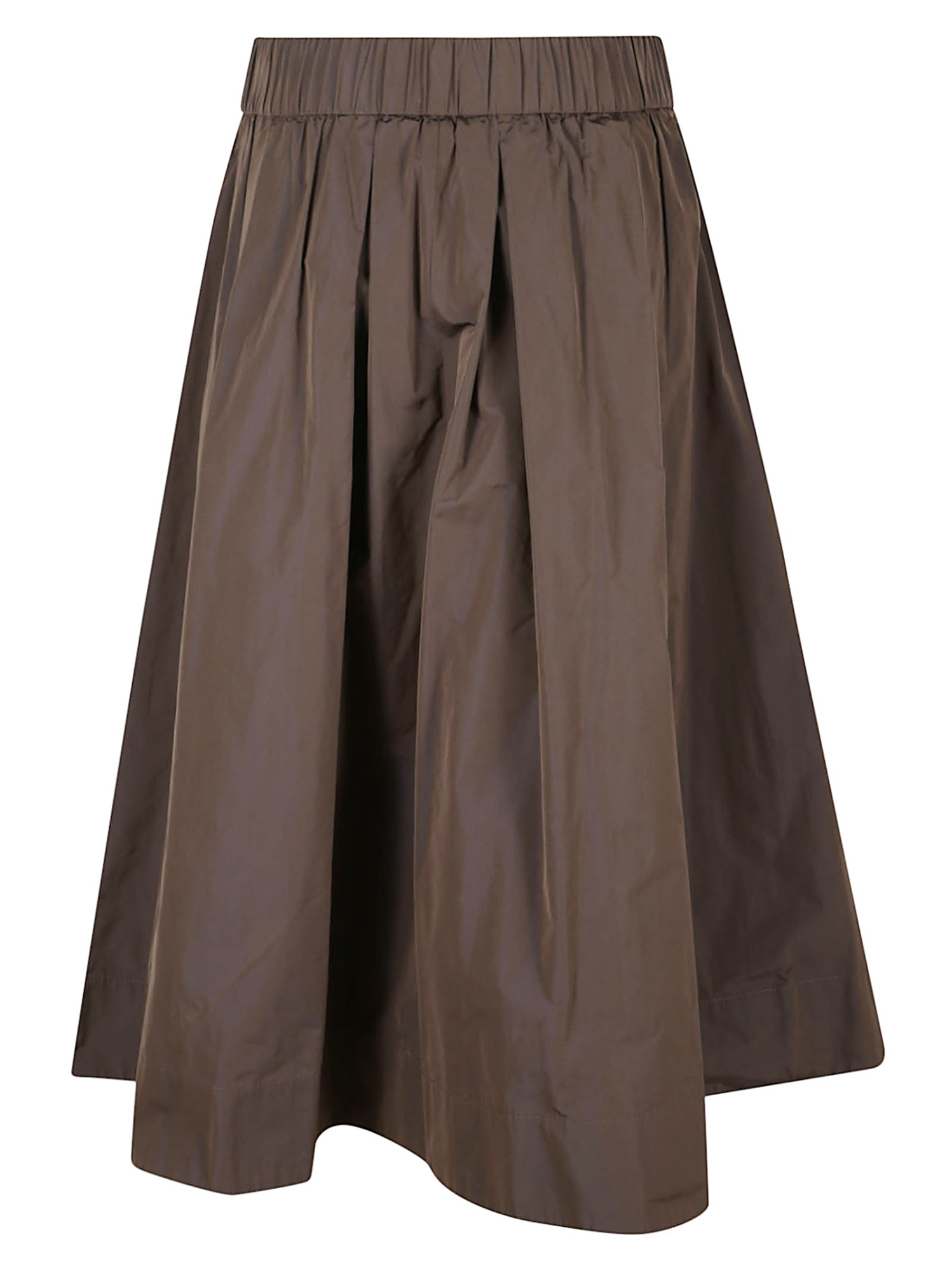 Peserico Pleated Brown Maxi Skirt With Flowy Silhouette In Multi