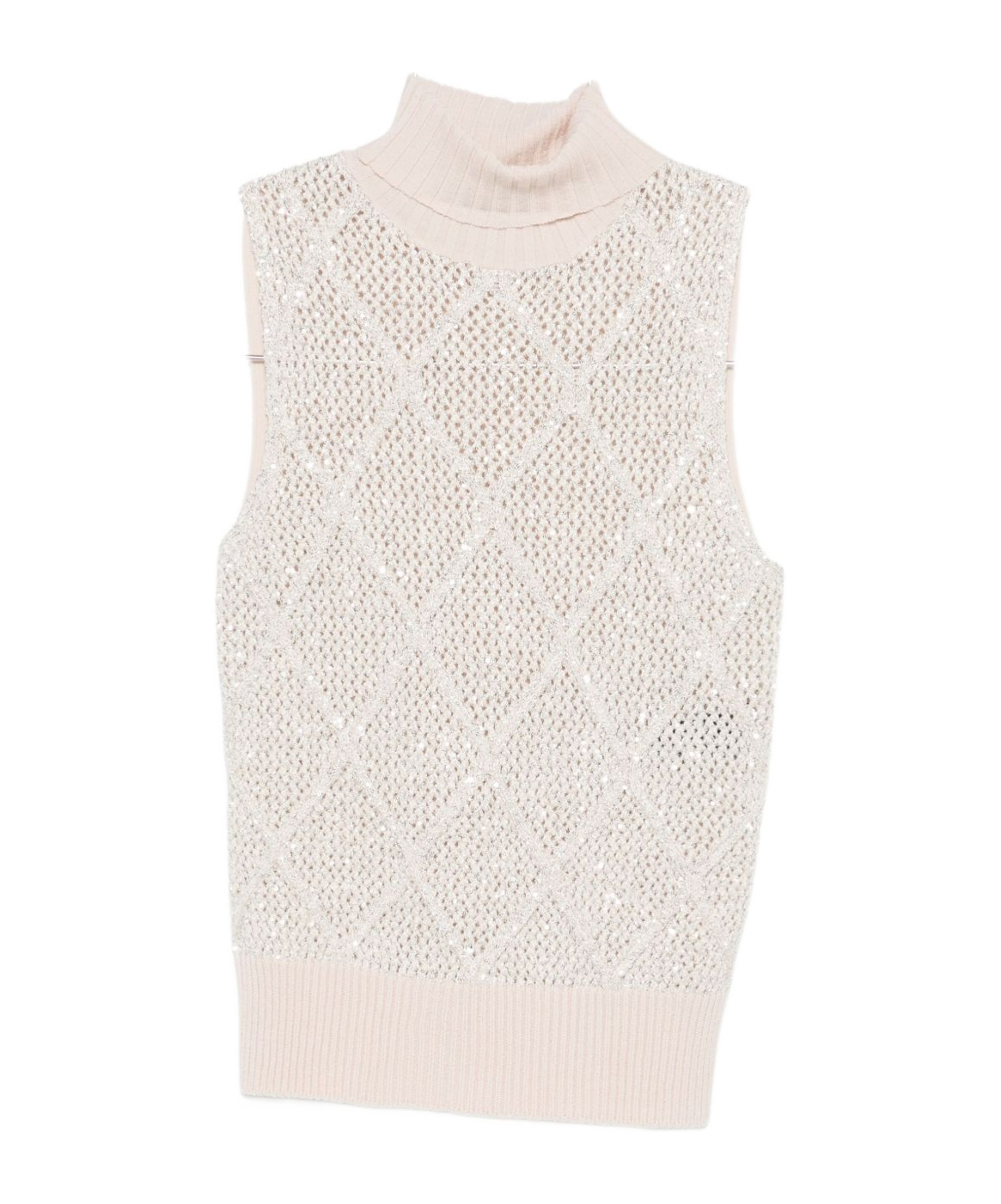 D Exterior Sequin Lattice Sweater In Neutral