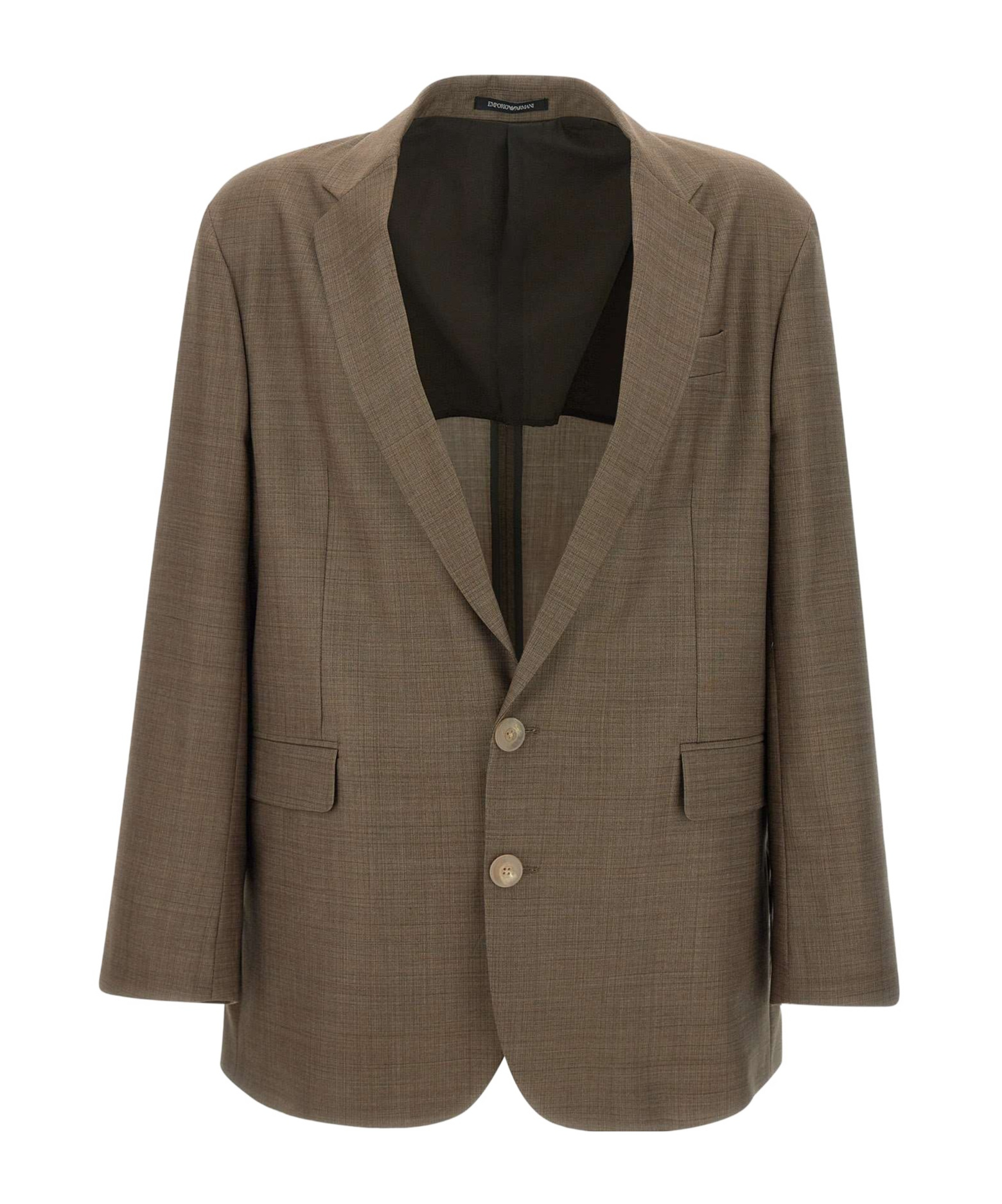 Emporio Armani Super 130's Wool Tobacco Blazer In Brown