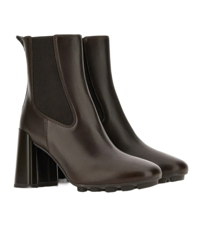 Hogan 90mm Block-heel Leather Boots In Brown