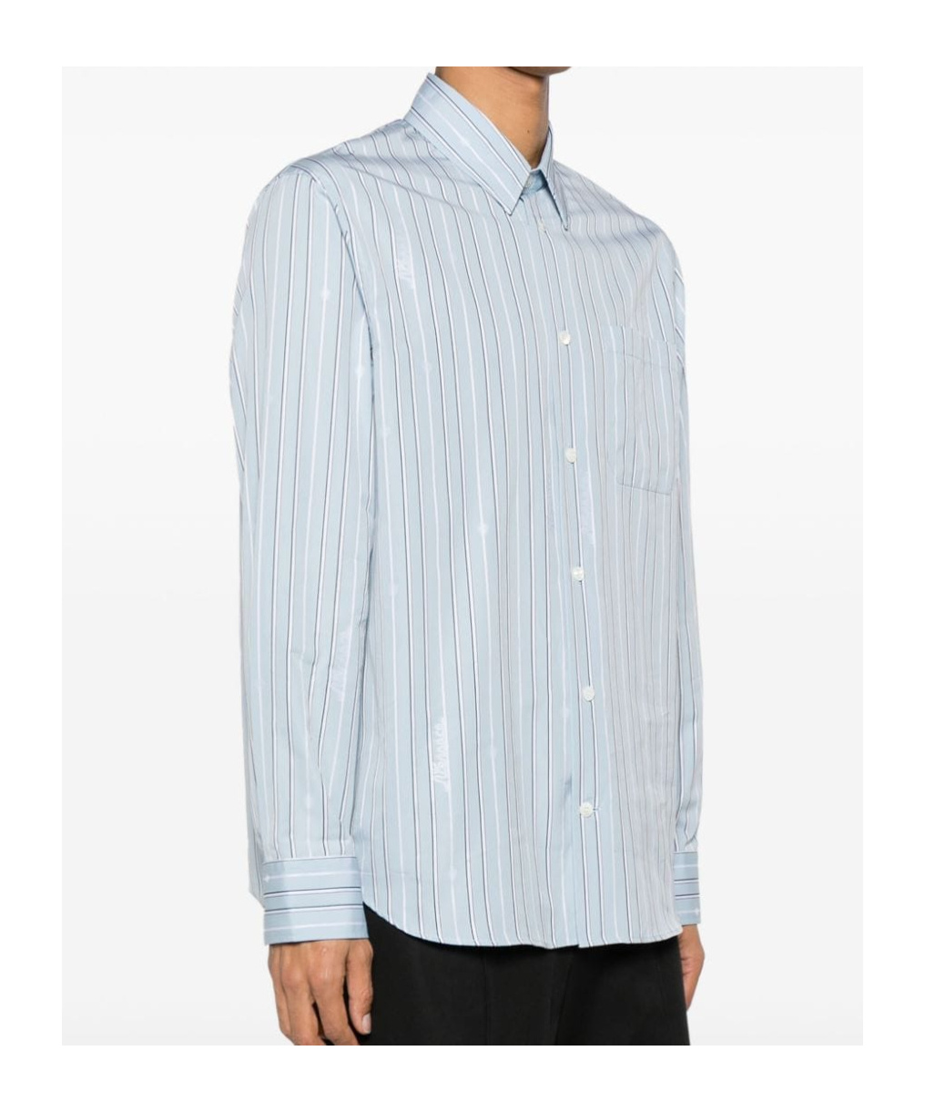 Versace Striped Cotton Poplin Shirt In White