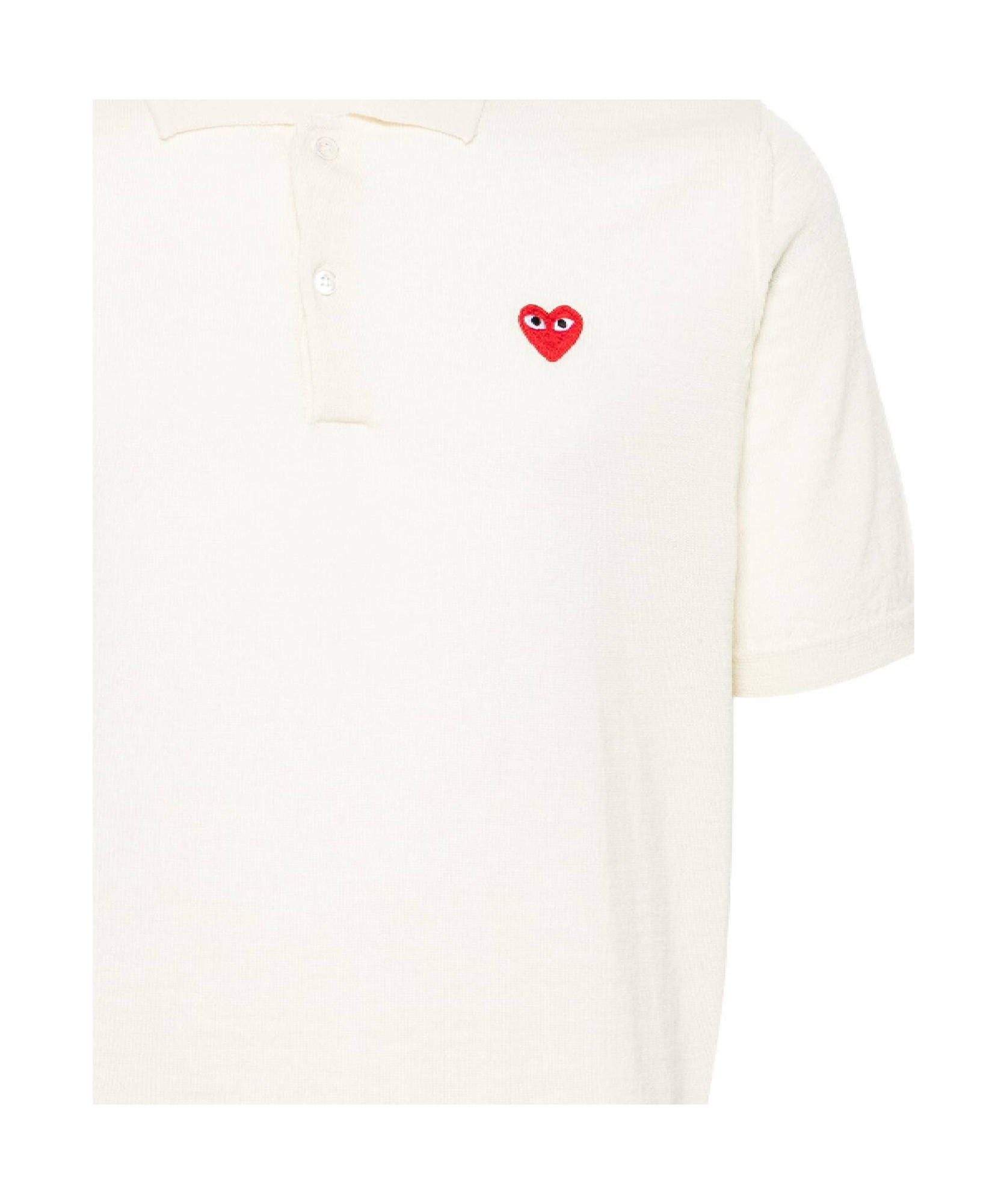 Comme Des Garçons Play Heart-patch Wool Polo Shirt In White