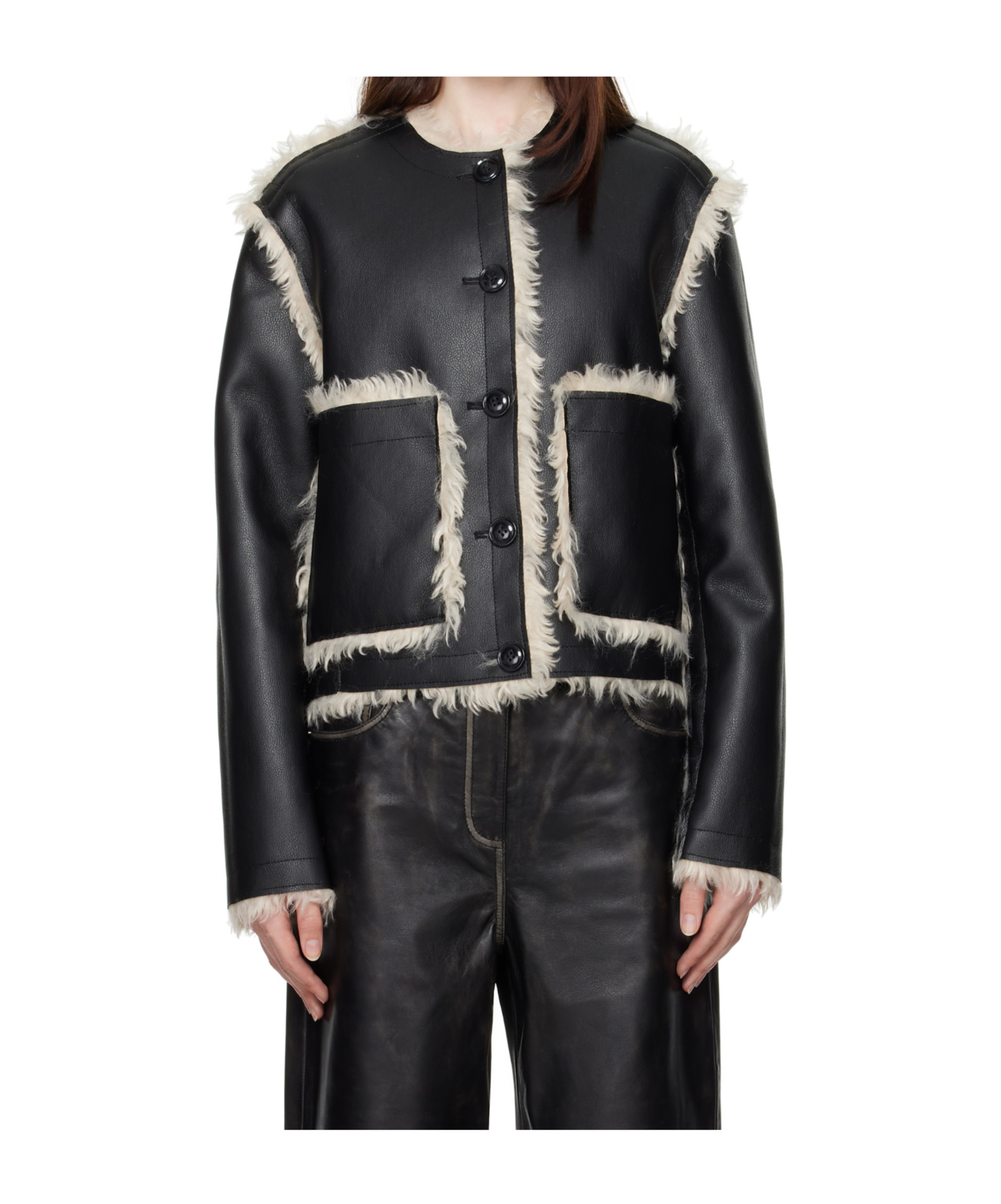 STAND STUDIO REVERSIBLE FAUX-LEATHER JACKET