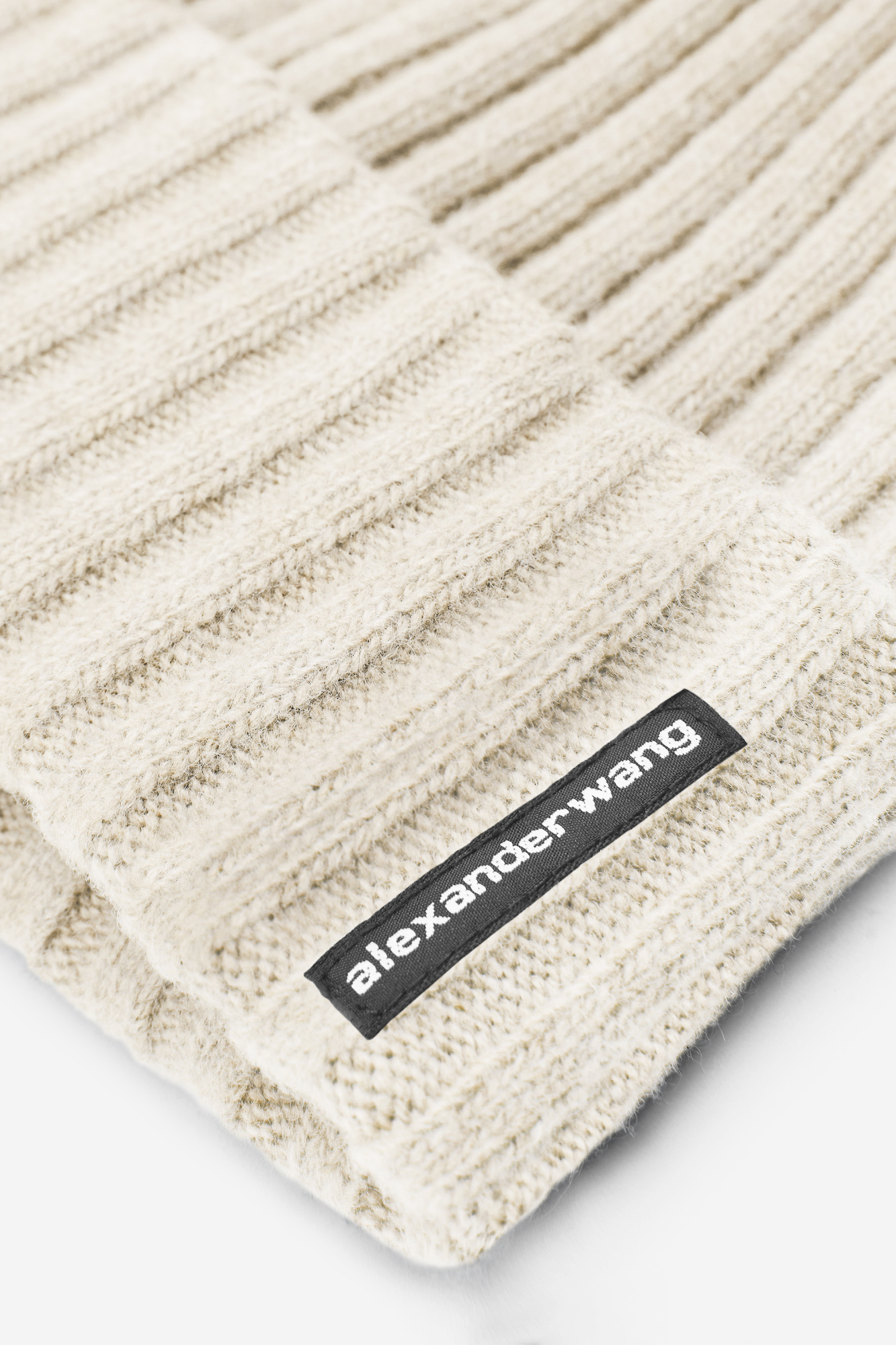 Alexander Wang Logo-patch Ribbed Beanie Hat In White