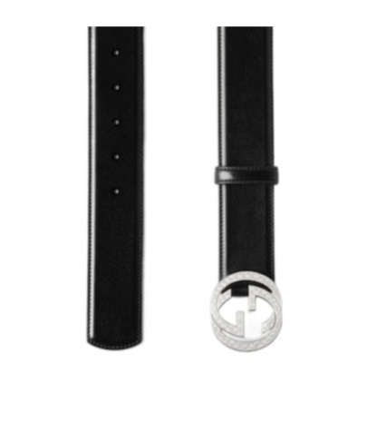 Gucci Interlocking Engraved Buckle Belt In Black