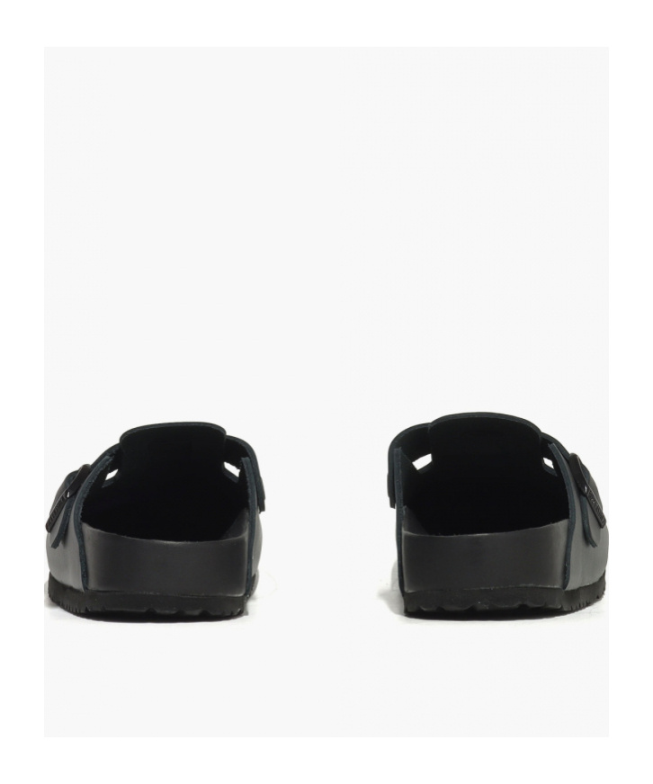 Birkenstock Boston Leather Buckled Clogs In Black