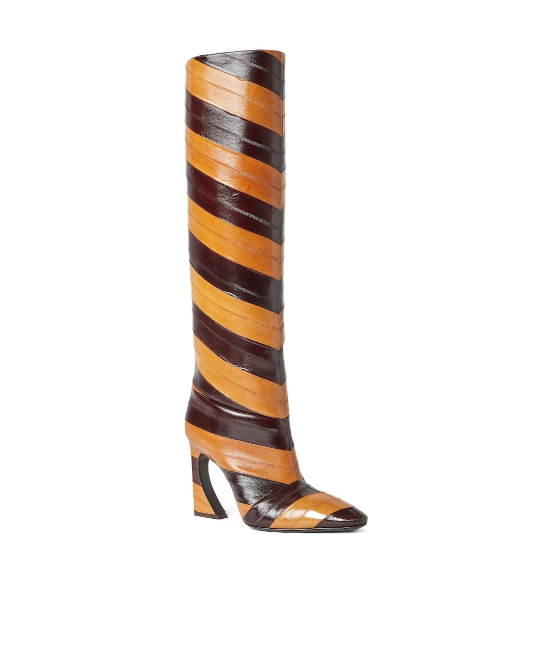Fendi Two-tone Inlaid Hagfish Leather Boots In Brown