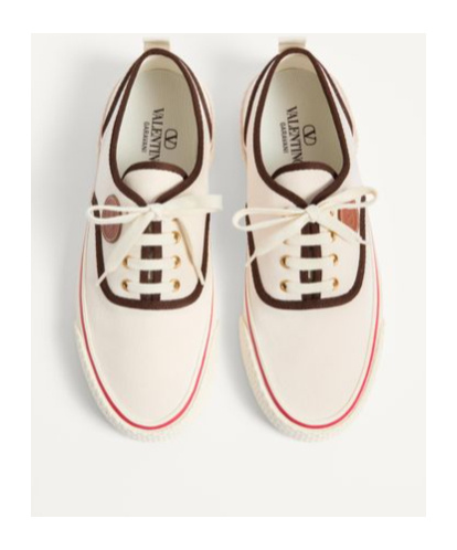 Valentino Nojoke Canvas Sneakers With Contrasting Profiles In White