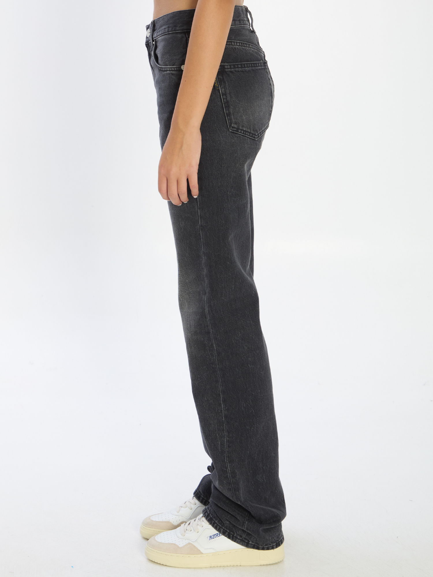 Haikure Denim Trousers With Belt Loops In Black