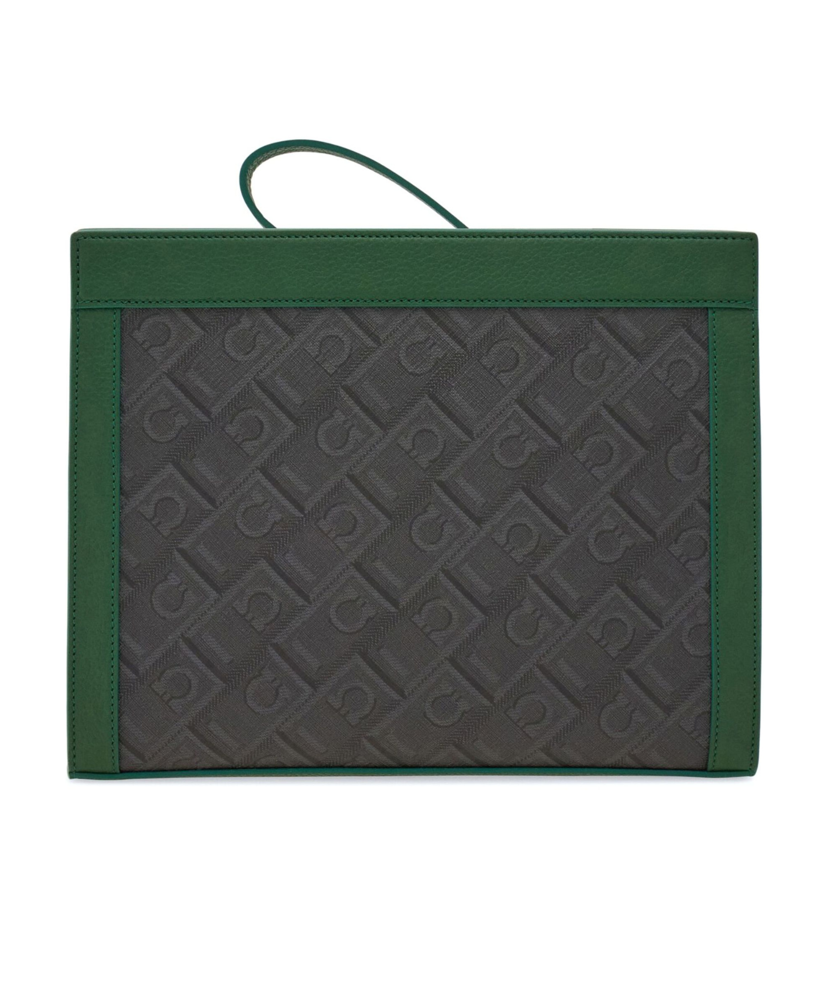 FERRAGAMO FERRAGAMO MONOGRAM ZIPPED CLUTCH BAG 