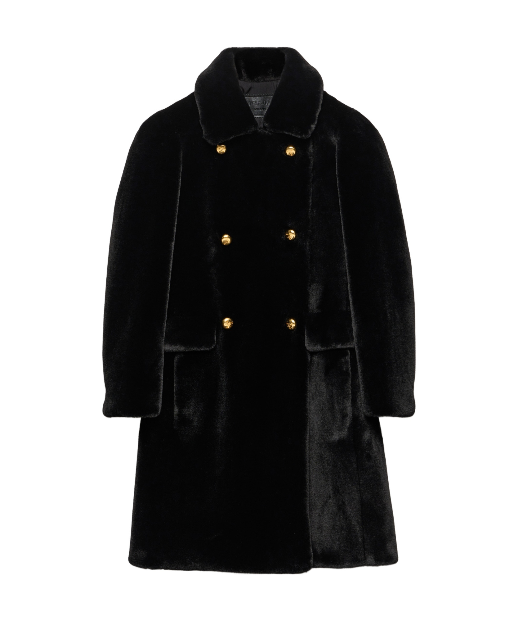 Prada Aspen Double-breasted Coat In Black