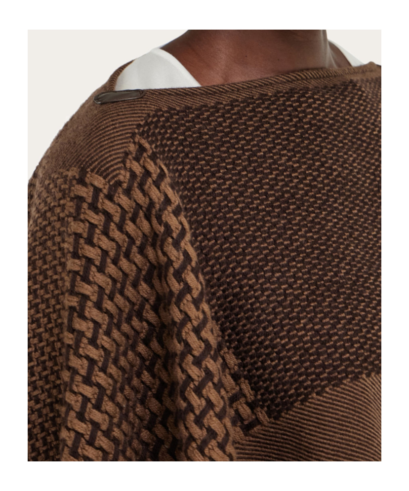 Ferragamo Jacquard Cape In Brown